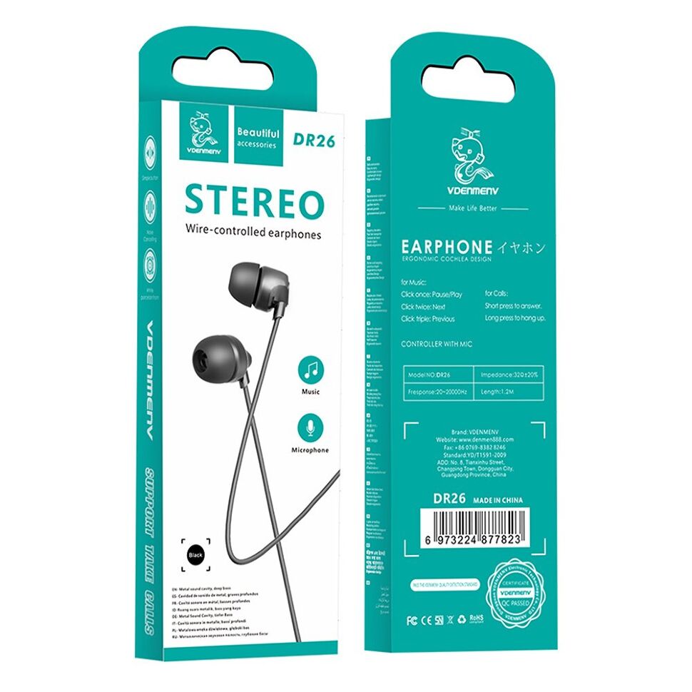 Навушники дротові DENMEN DR26