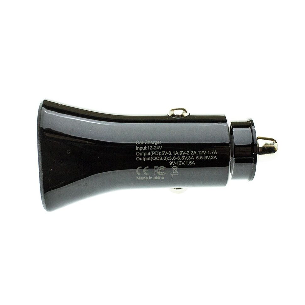 Автомобільний зарядний пристрій MEGA TRIANGLE 1 USB QC 3.0 + 1 TYPE-C PD 38W без упаковки Автомобільний зарядний пристрій MEGA TRIANGLE 1 USB QC 3.0 + 1 TYPE-C PD 38W без упаковки