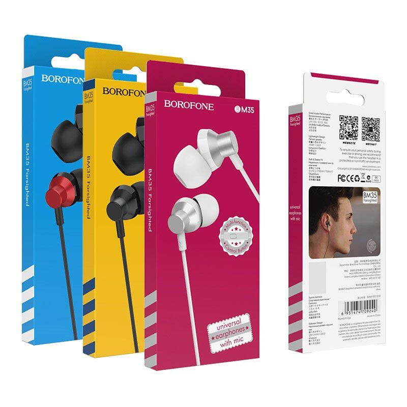 Дротові навушники BOROFONE BM35, сталевий Дротові навушники BOROFONE BM35, сталевий