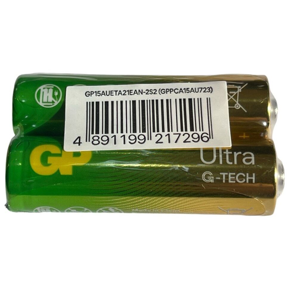 Батарейка AA лужна GP ULTRA G-TECH LR6 15AU 1.5V, 2 штуки Батарейка AA лужна GP ULTRA G-TECH LR6 15AU 1.5V, 2 штуки