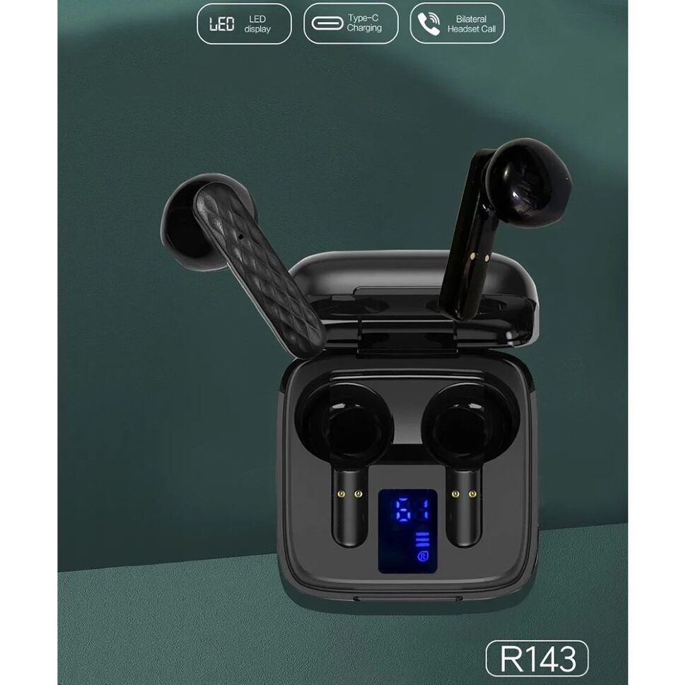 Бездротові навушники WUW R143 TWS Wireless earbuds чорний