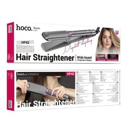 Випрямляч для волосся HOCO HP42 з широкими пластинами та цифровим дисплеєм, СІРИЙ
