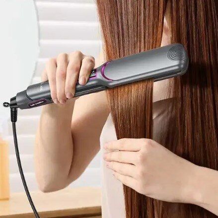 Випрямляч для волосся HOCO HP42 з широкими пластинами та цифровим дисплеєм, СІРИЙ