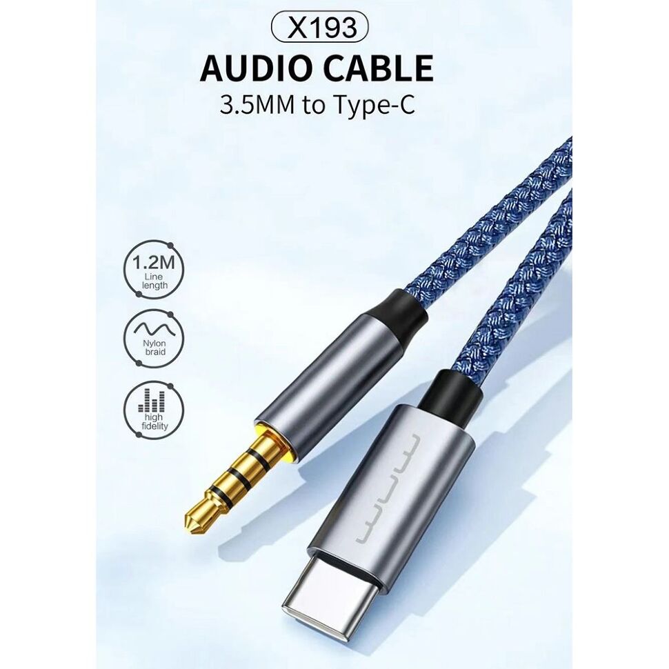 Кабель AUX WUW X193 TYPE-C - jack 3.5мм