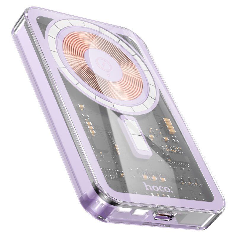 Power Bank HOCO Q14 PD 20W magsafe 5000mah з бездротовою зарядкою фiолетовий Power Bank HOCO Q14 PD 20W magsafe 5000mah з бездротовою зарядкою фiолетовий