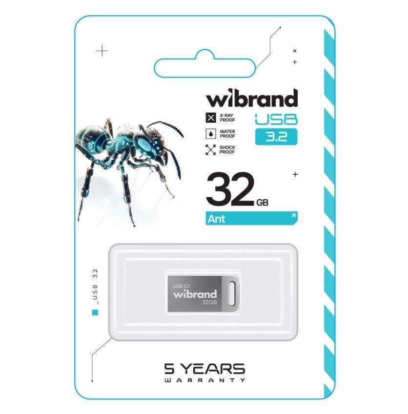 USB флеш 32Gb Wibrand Ant 3.2 Gen1 Silver USB флеш 32Gb Wibrand Ant 3.2 Gen1 Silver
