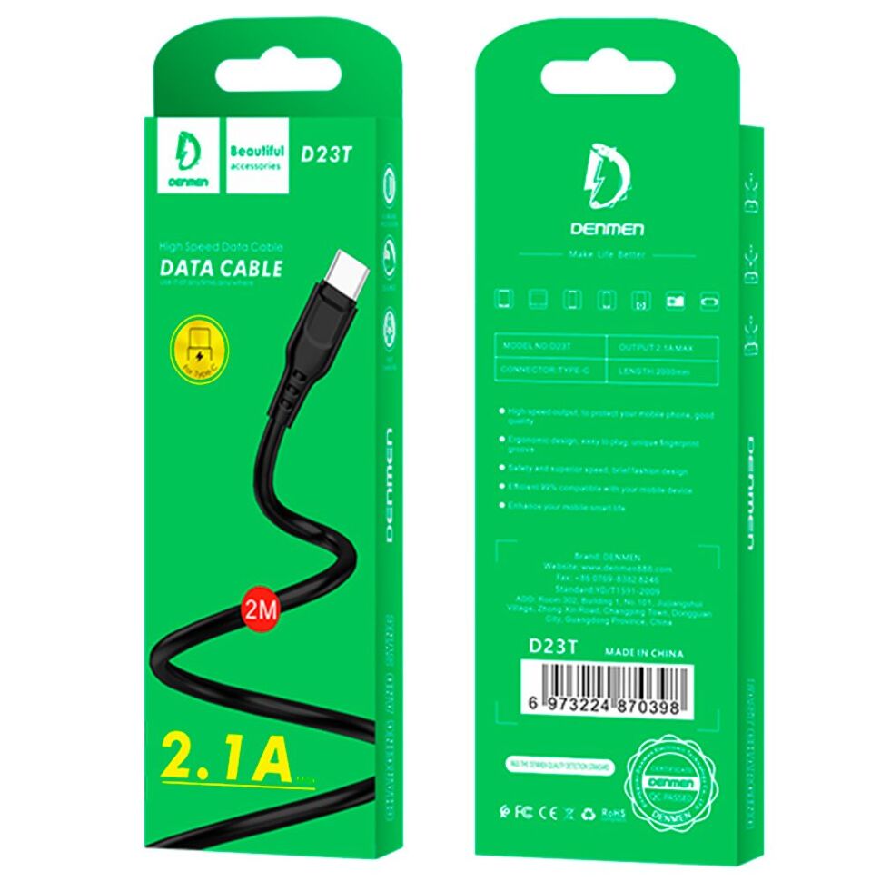 Кабель USB Denmen D23T USB - Type-C (2.1A) 2 метри