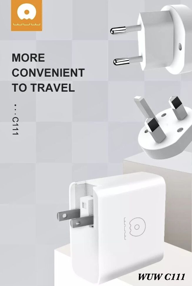 Мережевий зарядний пристрій WUW C111 PD 3 USB + 1 TYPE-C PORTS 48W БІЛИЙ Мережевий зарядний пристрій WUW C111 PD 3 USB + 1 TYPE-C PORTS 48W БІЛИЙ
