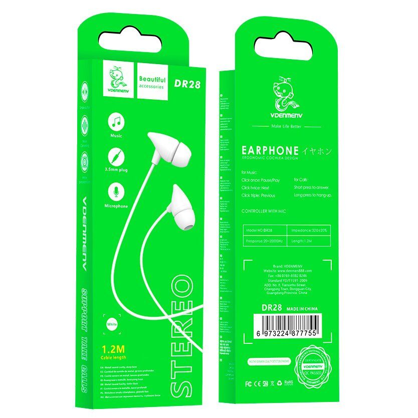 Навушники дротові DENMEN DR28