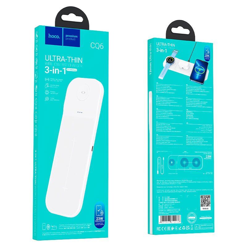 Бездротовий зарядний пристрій HOCO CQ6 3В1 GALAXY WATCH БIЛИЙ Бездротовий зарядний пристрій HOCO CQ6 3В1 GALAXY WATCH БIЛИЙ