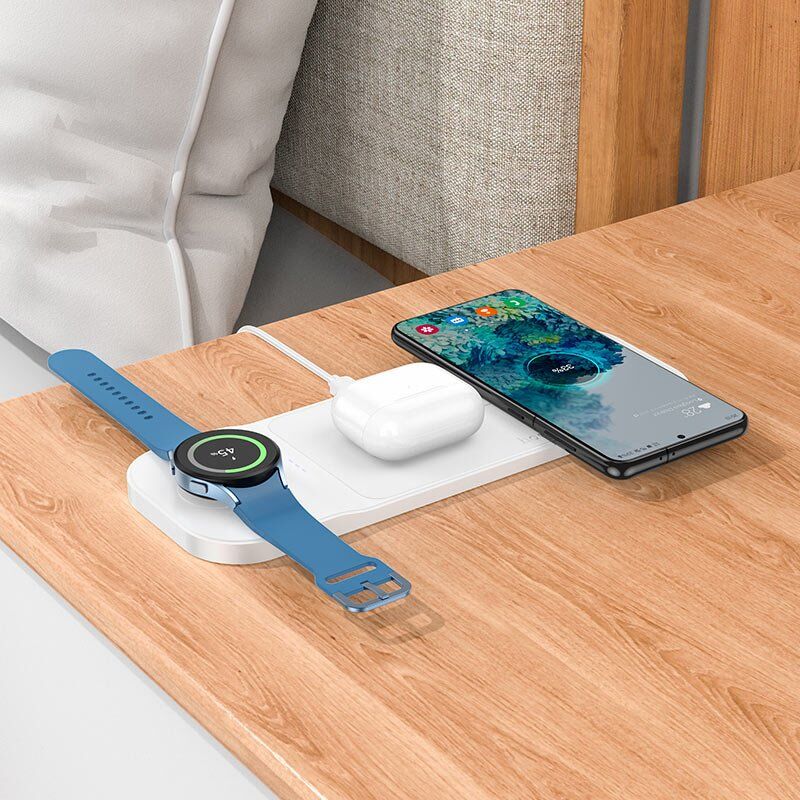 Бездротовий зарядний пристрій HOCO CQ6 3В1 GALAXY WATCH БIЛИЙ Бездротовий зарядний пристрій HOCO CQ6 3В1 GALAXY WATCH БIЛИЙ