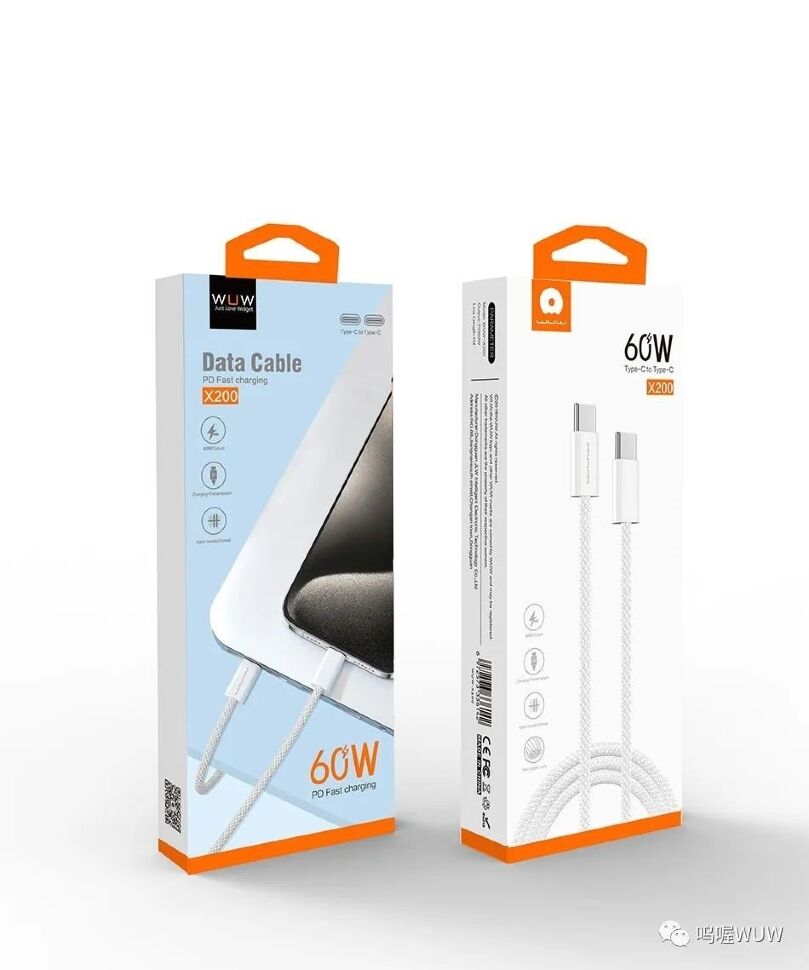 Кабель USB-C WUW X200 USB-C - Type-C 60W PD ТКАНИНА Білий Кабель USB-C WUW X200 USB-C - Type-C 60W PD ТКАНИНА Білий