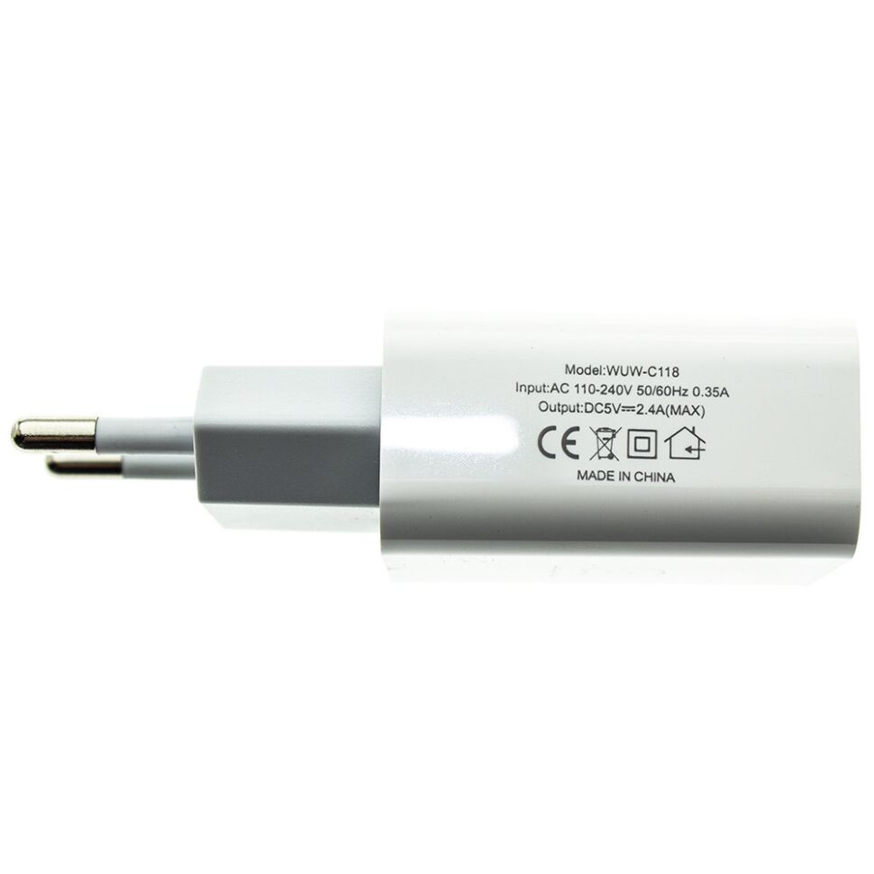 Мережевий зарядний пристрій WUW C118 2USB 2.4A (2 МЗП в упаковці) (40) Мережевий зарядний пристрій WUW C118 2USB 2.4A (2 МЗП в упаковці) (40)