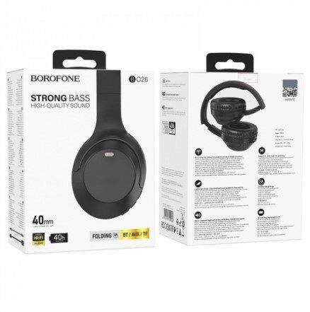 Бездротові повнорозмірні навушники BOROFONE BO26, чорний Бездротові повнорозмірні навушники BOROFONE BO26, чорний