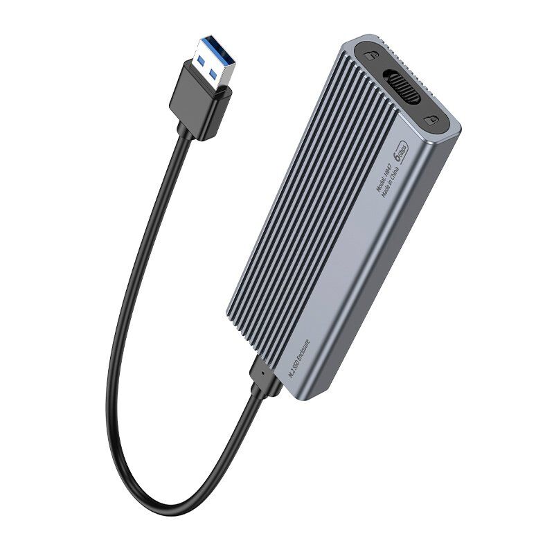 Кишеня для жорстких дисків HOCO HB47 M.2 SSD USB 3.1 / 6Gbps / max 4TB, сірий Кишеня для жорстких дисків HOCO HB47 M.2 SSD USB 3.1 / 6Gbps / max 4TB, сірий