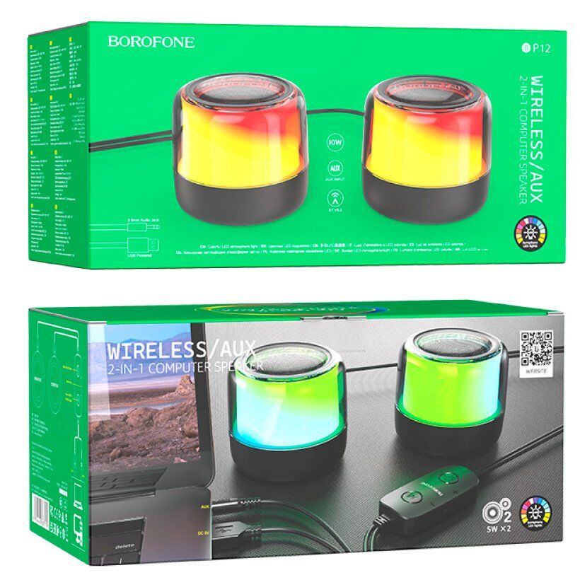 Колонка бездротова Borofone BP12 2в1, чорний Колонка бездротова Borofone BP12 2в1, чорний