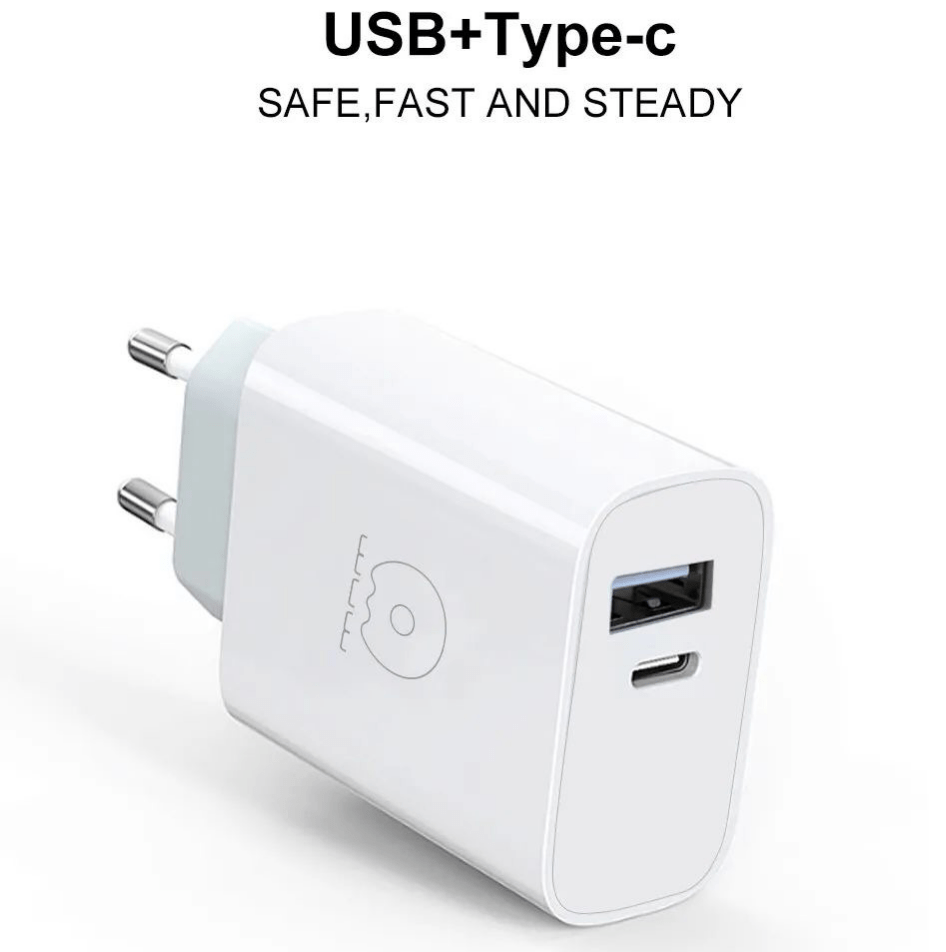 Мережевий зарядний пристрій WUW C123 1USB-C + 1USB-A 2,4A БІЛИЙ (60) Мережевий зарядний пристрій WUW C123 1USB-C + 1USB-A 2,4A БІЛИЙ (60)