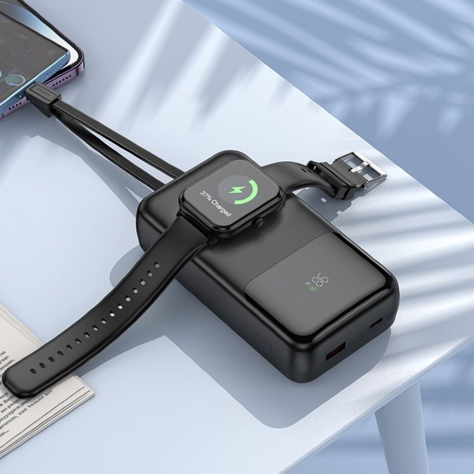 Power Bank HOCO Q28A Victory 22.5W+PD20W fully compatible power bank with watch charging cable 20000 mAh чорний Power Bank HOCO Q28A Victory 22.5W+PD20W fully compatible power bank with watch charging cable 20000 mAh чорний