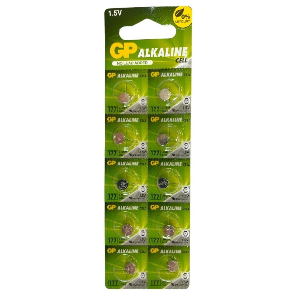 Батарейка лужна GP 177 LR626, AG4 1.5V 10 штук Батарейка лужна GP 177 LR626, AG4 1.5V 10 штук