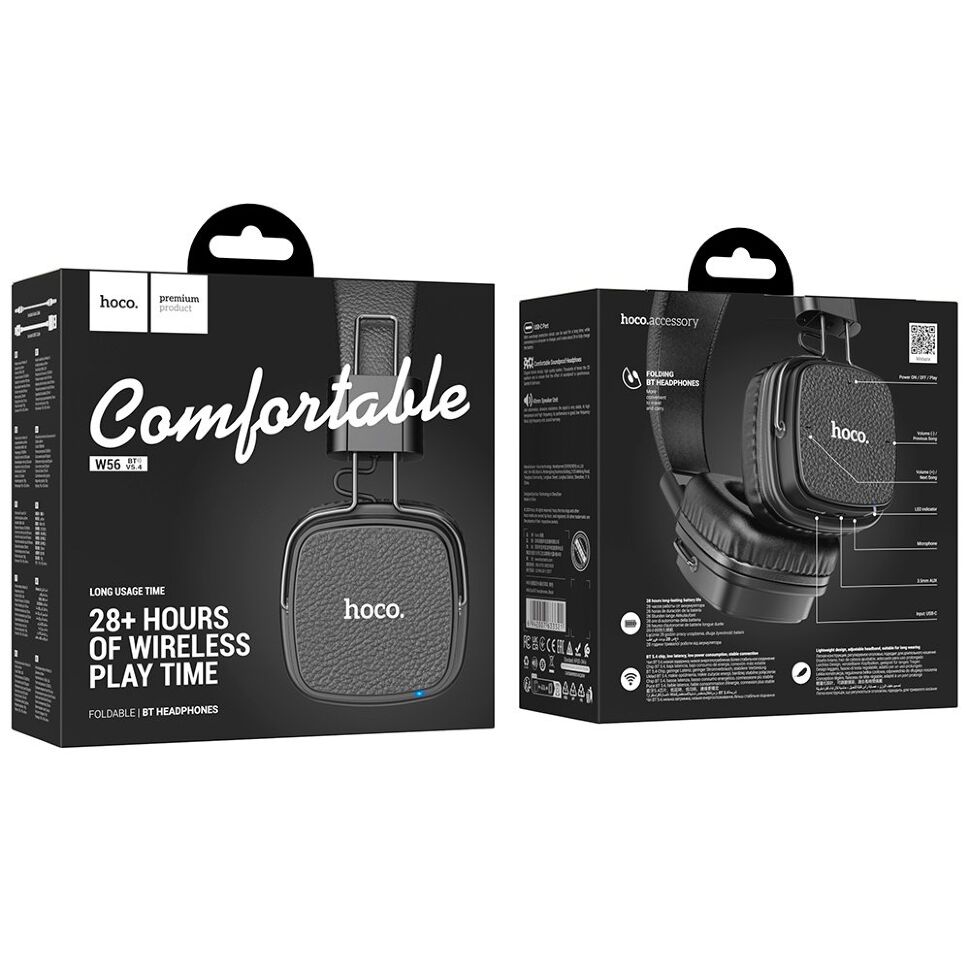 Бездротові повнорозмірні навушники HOCO W56, чорний
