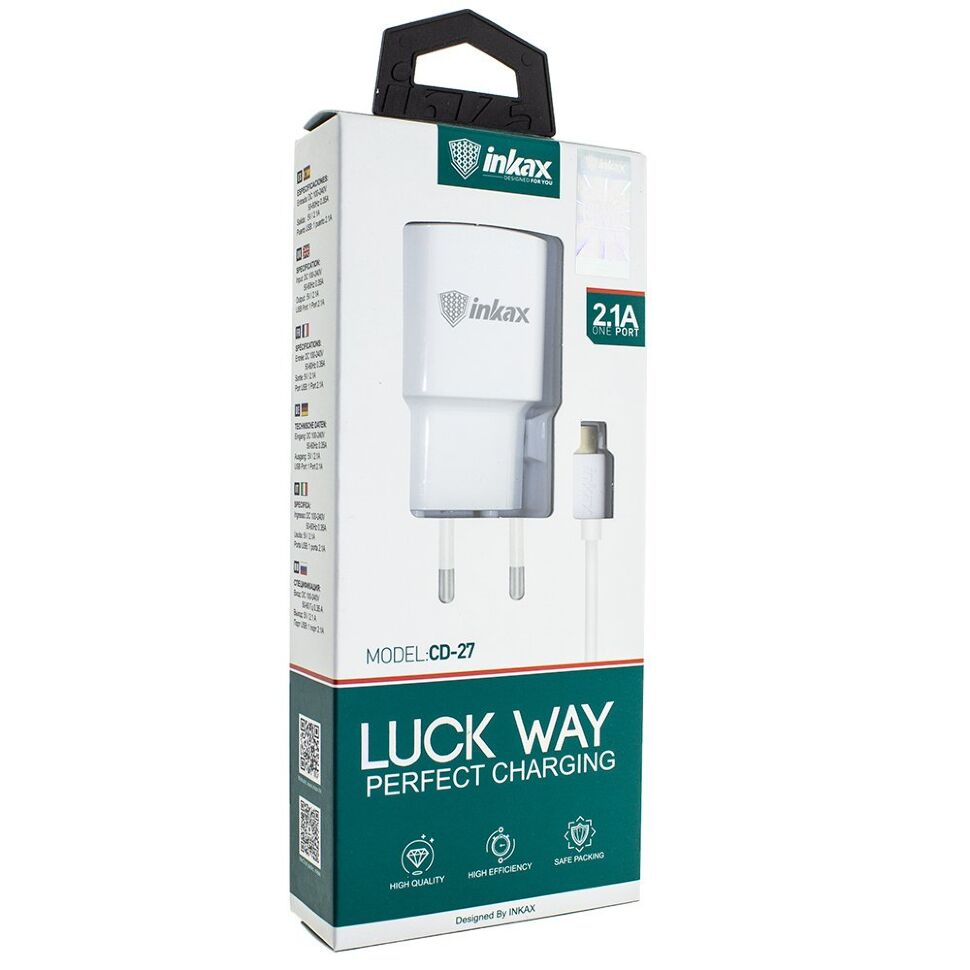 Зарядний пристрій INKAX CD-27 2.1A + USB кабель TYPE-C