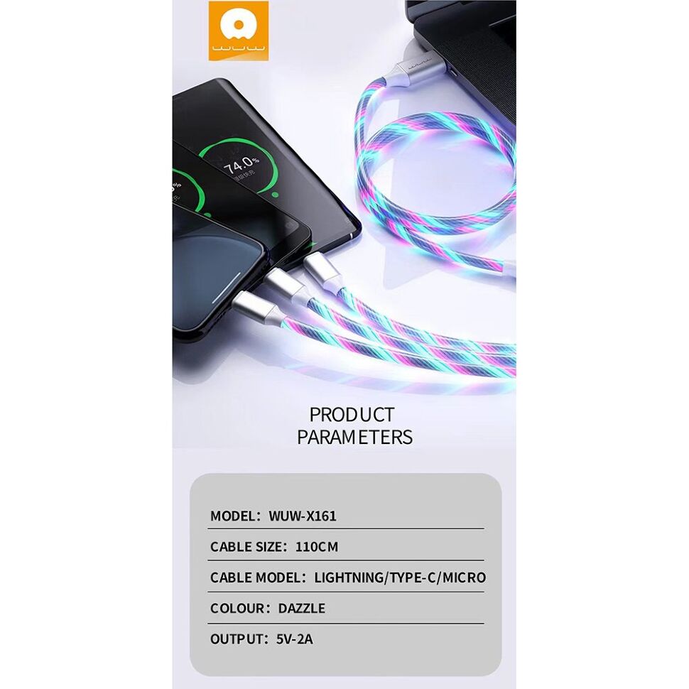 Кабель USB WUW X161 USB 3-1 RGB Кабель USB WUW X161 USB 3-1 RGB