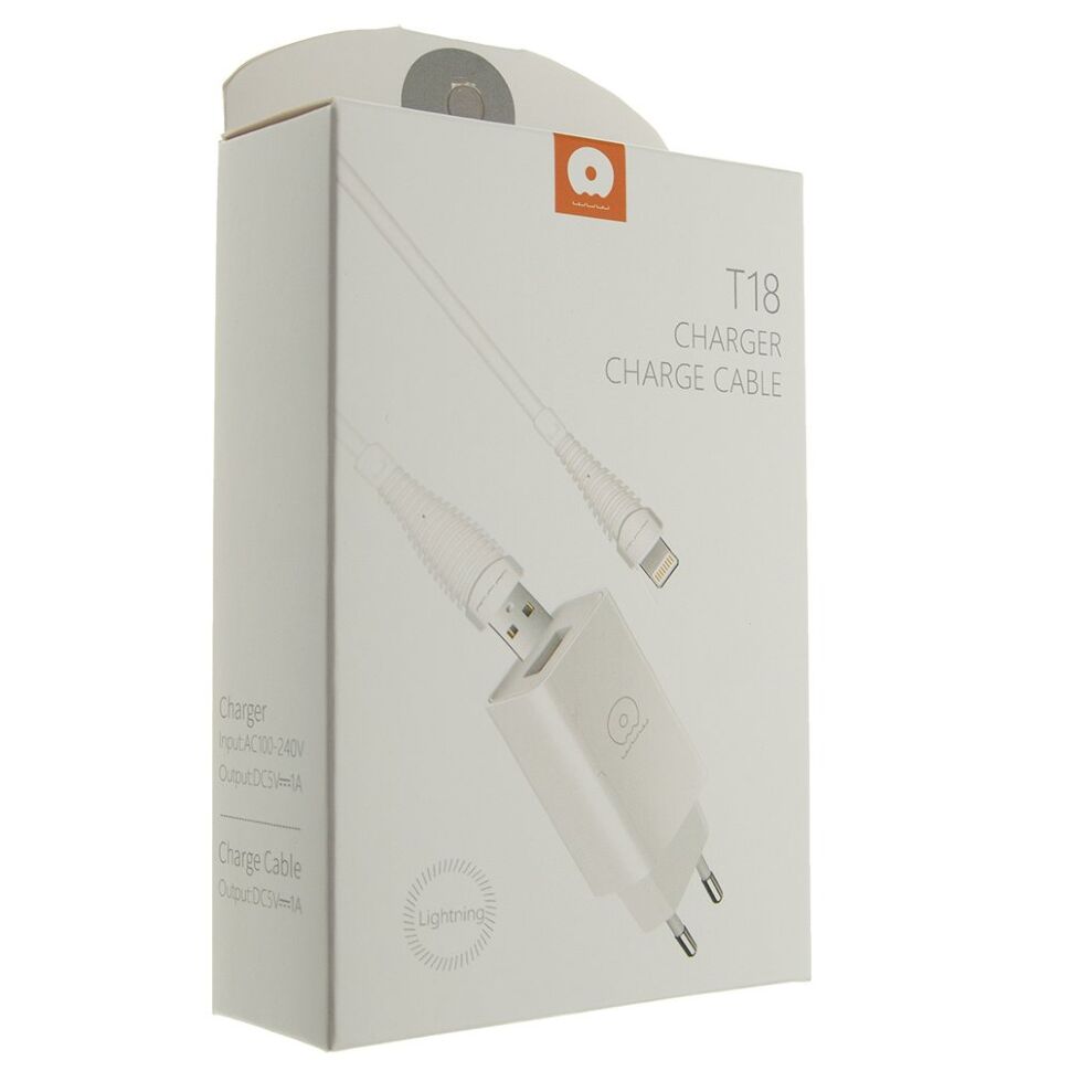 Мережевий зарядний пристрій WUW T18 1000 mA + USB Lightning