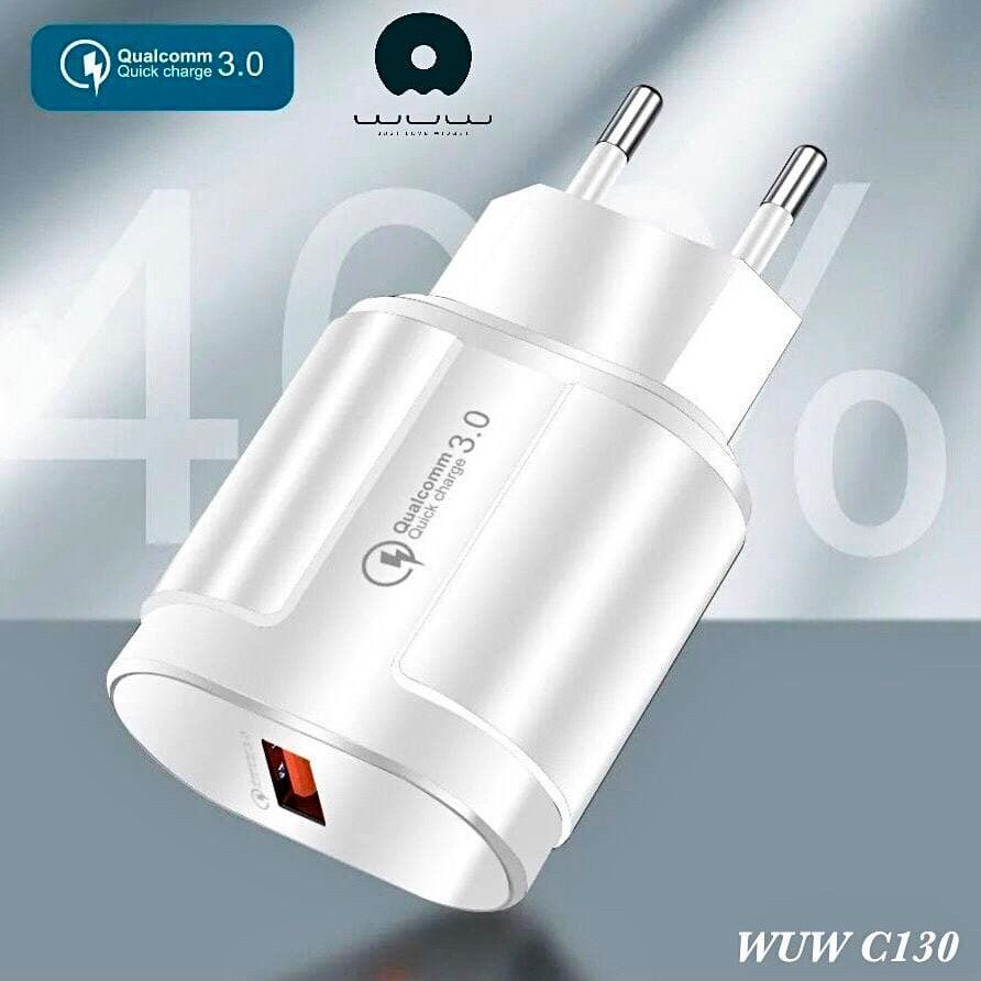 Мережевий зарядний пристрій WUW C130 QC 3.0 18W БІЛИЙ (40) Мережевий зарядний пристрій WUW C130 QC 3.0 18W БІЛИЙ (40)