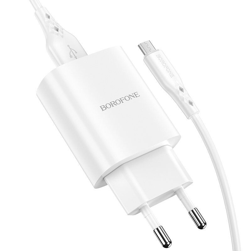 СЗУ Borofone BN1 (1USB/2,1A) + USB - MicroUSB (белый) СЗУ Borofone BN1 (1USB/2,1A) + USB - MicroUSB (белый)