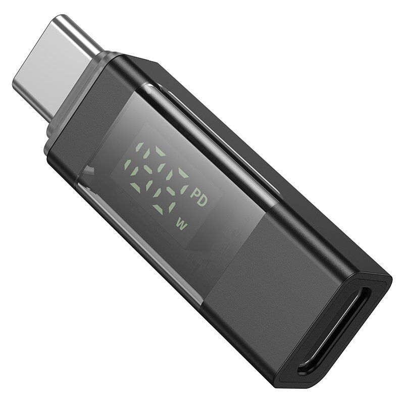 Перехідник BOROFONE BV25 з Type-C мама на Type-C папа, 100W, дісплей, чорний Перехідник BOROFONE BV25 з Type-C мама на Type-C папа, 100W, дісплей, чорний