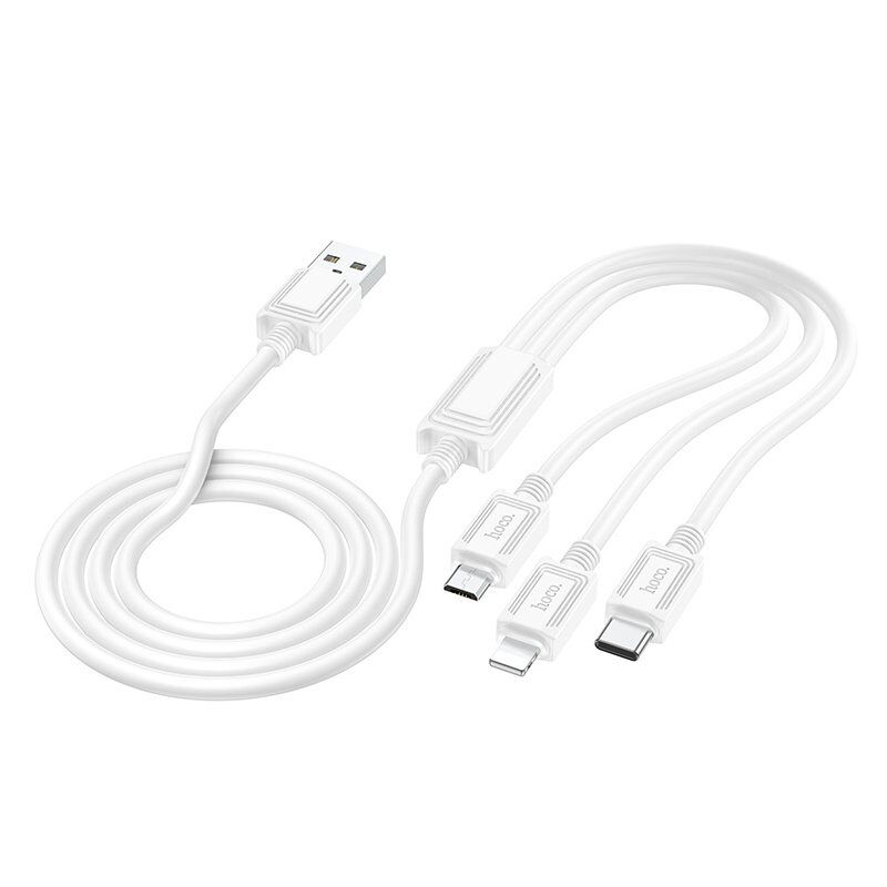 USB кабель HOCO X74 3в1: Lightning/Micro/Type-C, білий