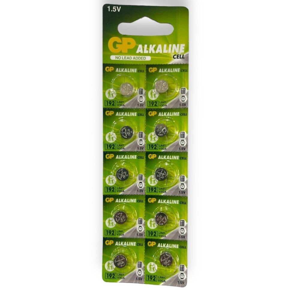 Батарейка лужна GP 192 LR41, V3GA 1.5V 10 штук Батарейка лужна GP 192 LR41, V3GA 1.5V 10 штук