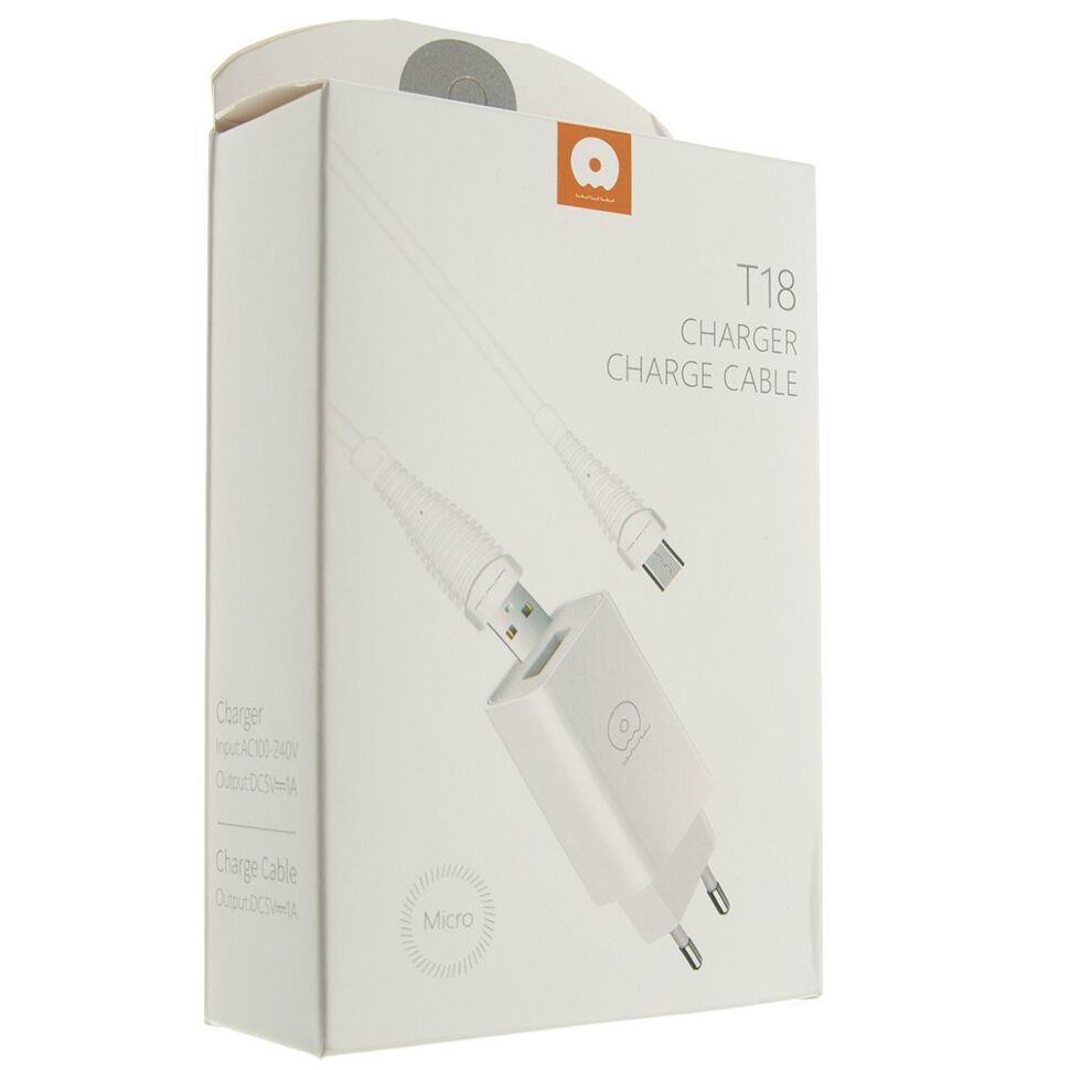 Мережевий зарядний пристрій WUW T18 1000 mA + USB-Micro