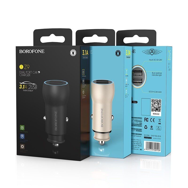 Автомобільний зарядний пристрій BOROFONE BZ9 Wise route dual port car charger Автомобільний зарядний пристрій BOROFONE BZ9 Wise route dual port car charger