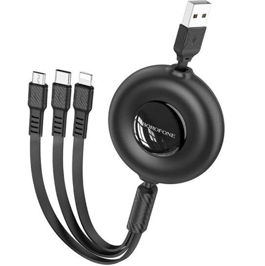 USB кабель BOROFONE BX74 charging data 3in1 USB - Type-C/MicroUSB/Lightning