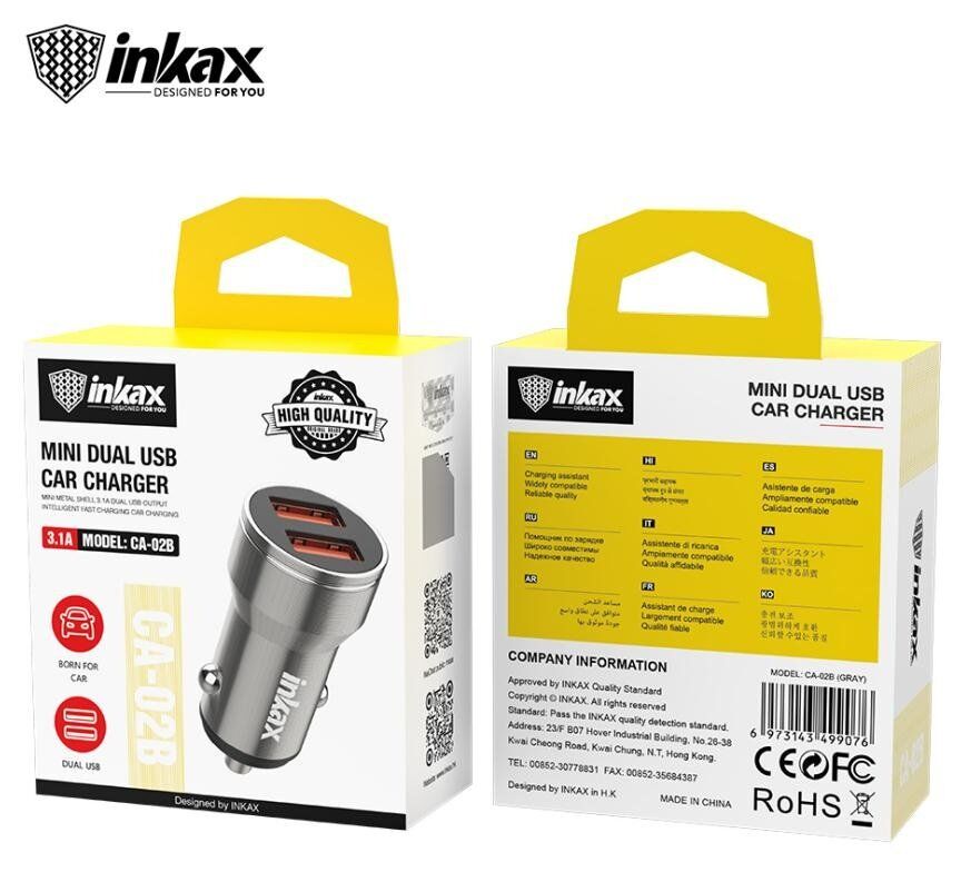 Автомобільний зарядний пристрій INKAX CA-02B 3.1A | 2 USB