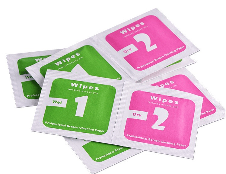 Серветка для протирання екрану телефону 2в1 маленька 4*4 300 штук Серветка для протирання екрану телефону 2в1 маленька 4*4 300 штук