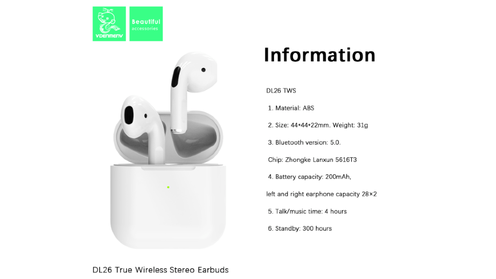 Бездротові навушники DENMEN DL26 БІЛИЙ Бездротові навушники DENMEN DL26 БІЛИЙ