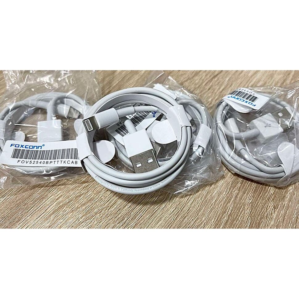 Кабель USB для iPhone USB  -  Lightning Foxconn для iPhone / iPad / iPod, 1 м, білий, кульок