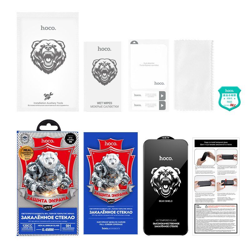 Скло для телефону HOCO A777 Bear Shield HD APPLE iPhone 15 PRO MAX 6.7" Скло для телефону HOCO A777 Bear Shield HD APPLE iPhone 15 PRO MAX 6.7"
