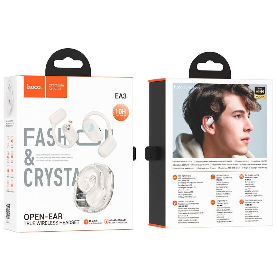 Бездротові навушники HOCO EA3, білий Бездротові навушники HOCO EA3, білий