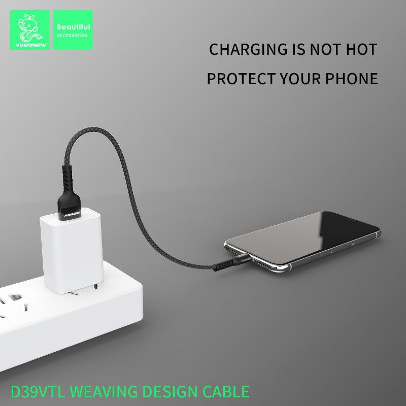 Кабель USB Denmen D39L USB - Lightning 3.6A Нейлонова обплетення
