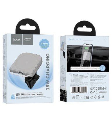 Автомобільний тримач HOCO HW17 бездротова зарядка сірий Автомобільний тримач HOCO HW17 бездротова зарядка сірий