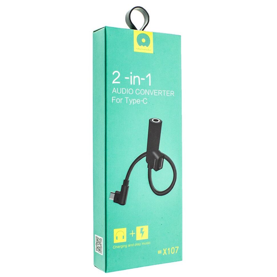 Аудіо перехідник WUW X107 Type-C - jack 3.5 мм + зарядка телефона Аудіо перехідник WUW X107 Type-C - jack 3.5 мм + зарядка телефона