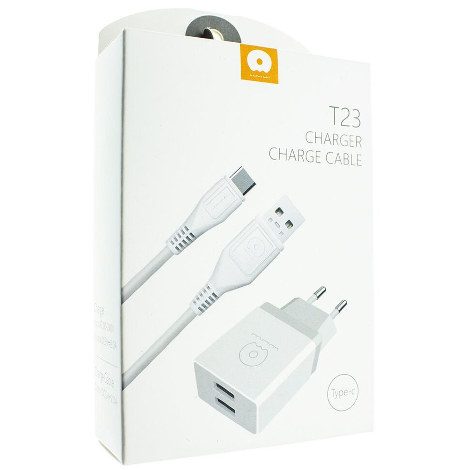 Мережевий зарядний пристрій WUW T23 2 USB + USB Type-C 2100 mA Мережевий зарядний пристрій WUW T23 2 USB + USB Type-C 2100 mA