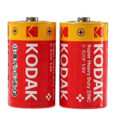 Батарейка сольова KODAK SUPER HEAVY DUTY R20P 1.5V, 2 штуки Батарейка сольова KODAK SUPER HEAVY DUTY R20P 1.5V, 2 штуки