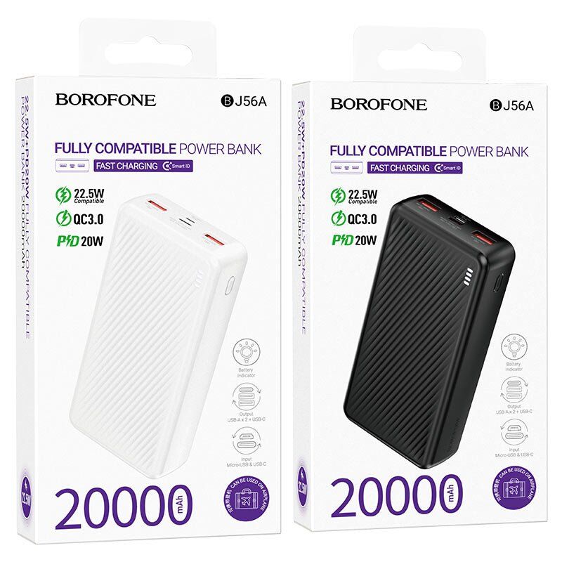 Портативний зарядний пристрій (Power Bank) BOROFONE BJ56A Graceful 20000 mAh 22.5W + PD20W, чорний