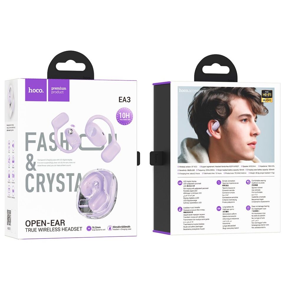 Бездротові навушники HOCO EA3, фіолетовий