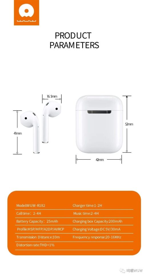 Бездротові навушники WUW R182 TWS Wireless earbuds БІЛИЙ (40)