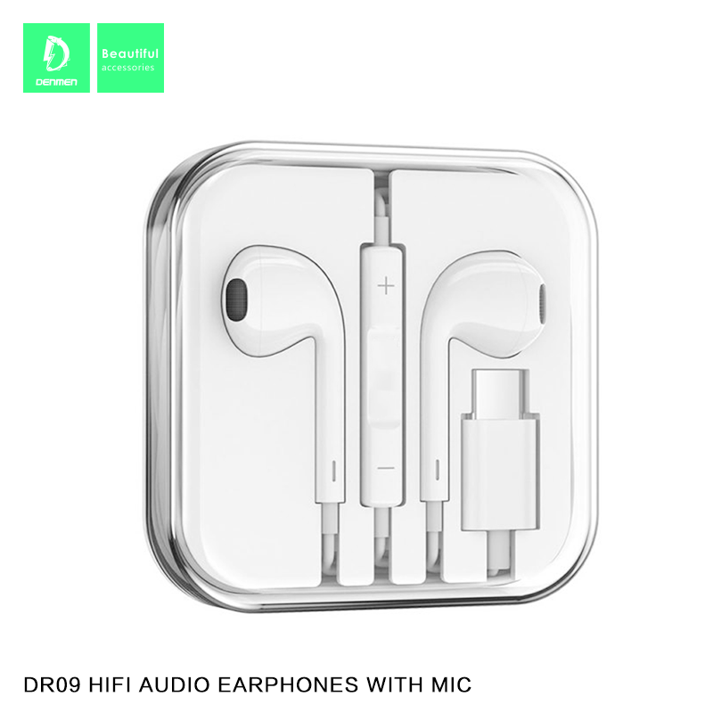 Дротові навушники DENMEN DR09 TYPE-C, білий Дротові навушники DENMEN DR09 TYPE-C, білий